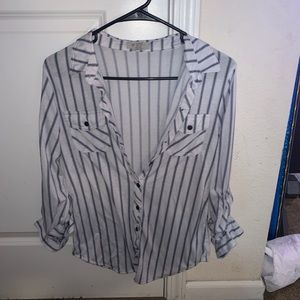 Button Down Striped Blouse